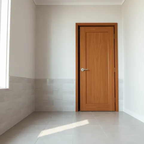 Płytki do połowy ściany a drzwi